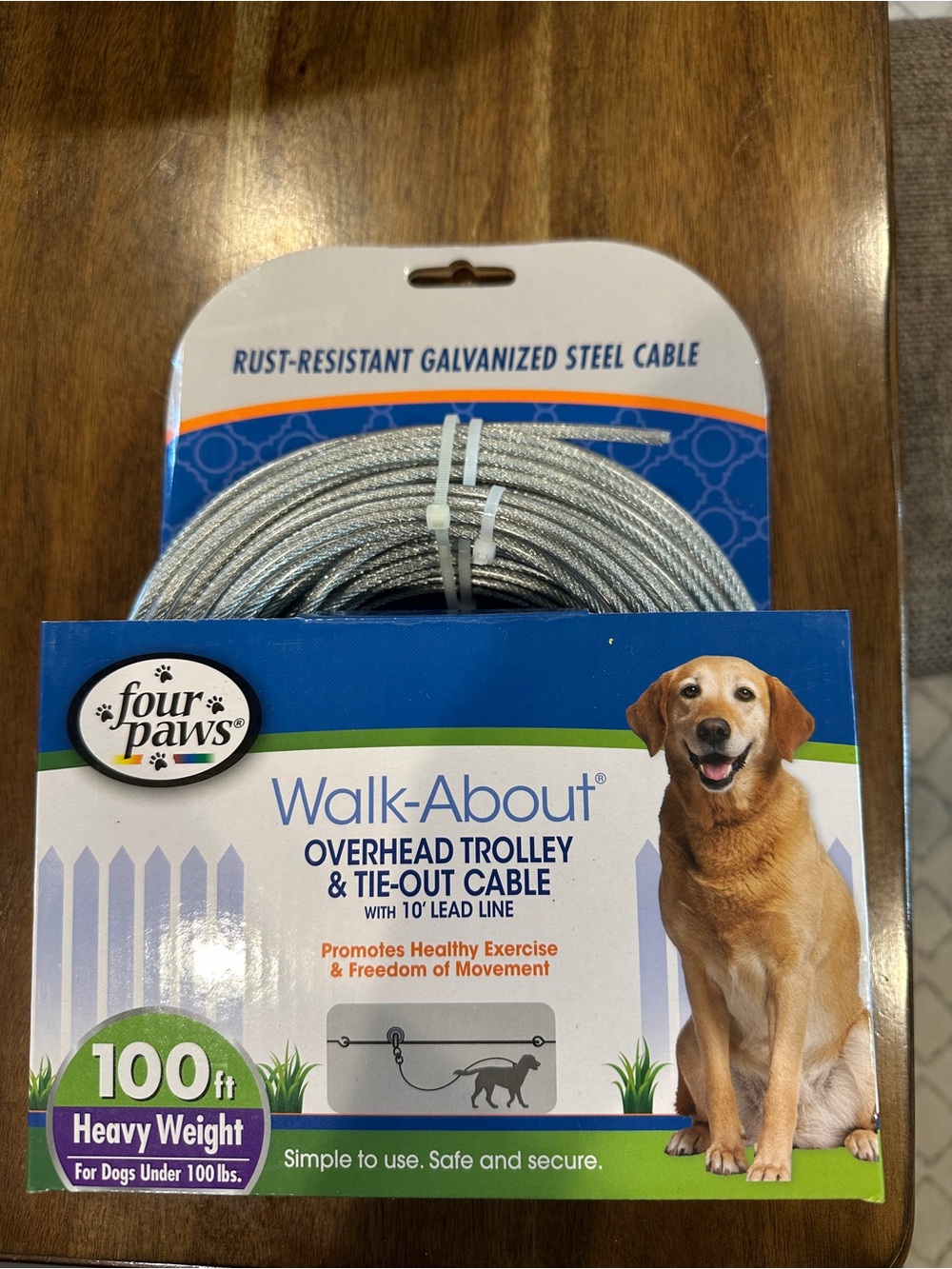 Four Paws Walk-About Overhead Trolley & Tie-Out Cable - Silver